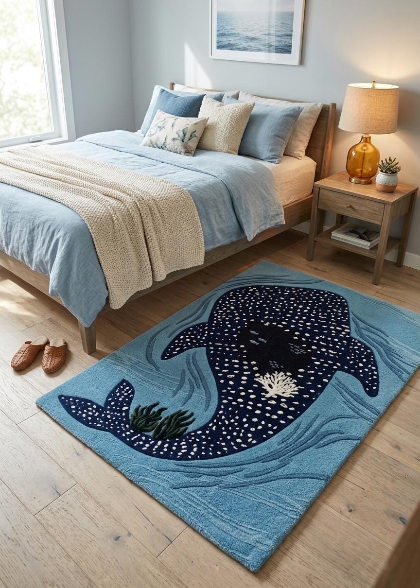 Whale Shark Ocean Rug – Hand Tufted Coastal Kids' Wool Rug – image 3