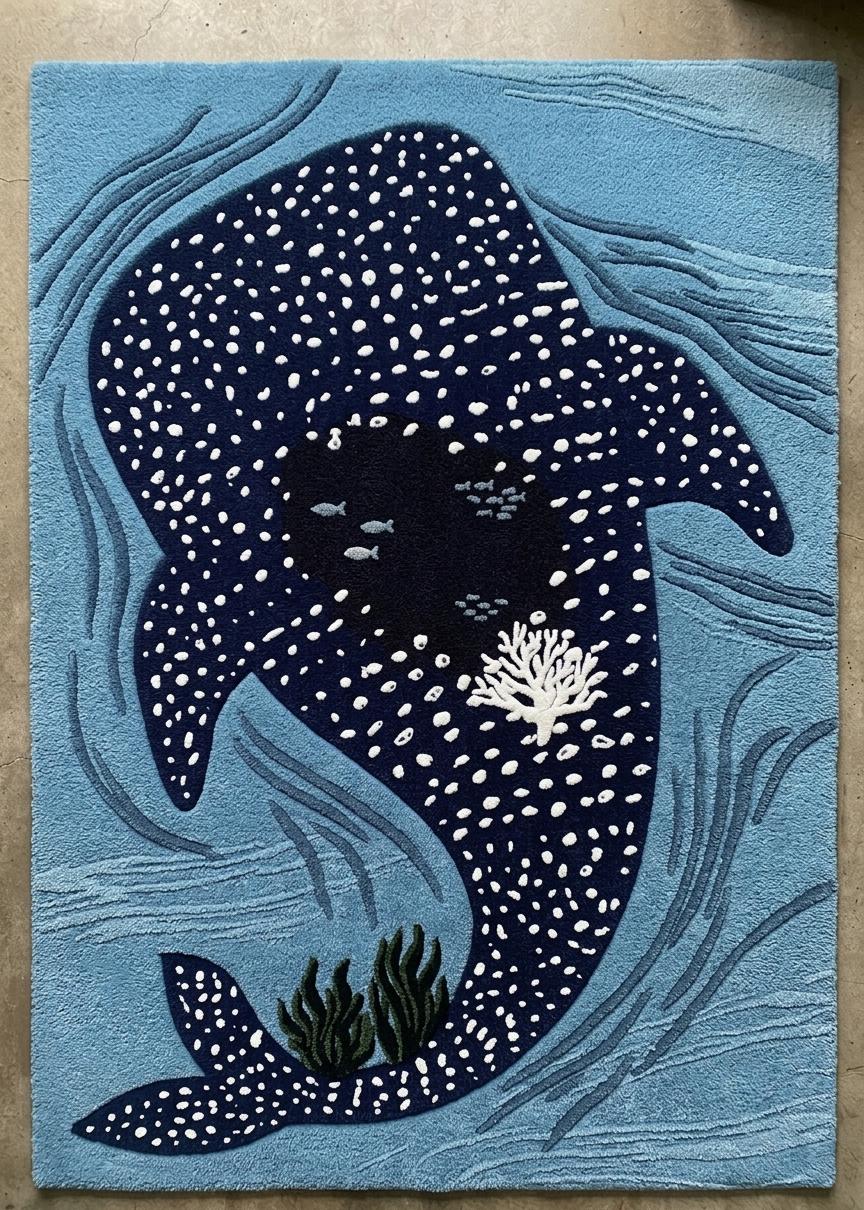 Whale Shark Ocean Rug – Hand Tufted Coastal Kids' Wool Rug – image 5