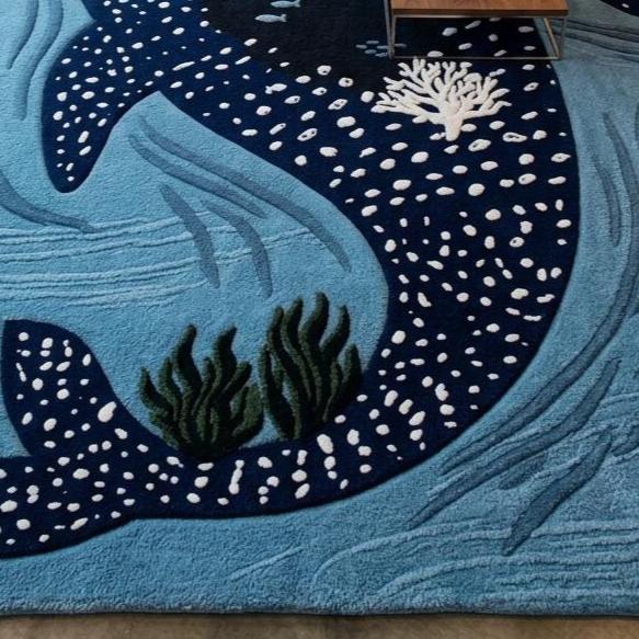Whale Shark Ocean Rug – Hand Tufted Coastal Kids' Wool Rug – image 6