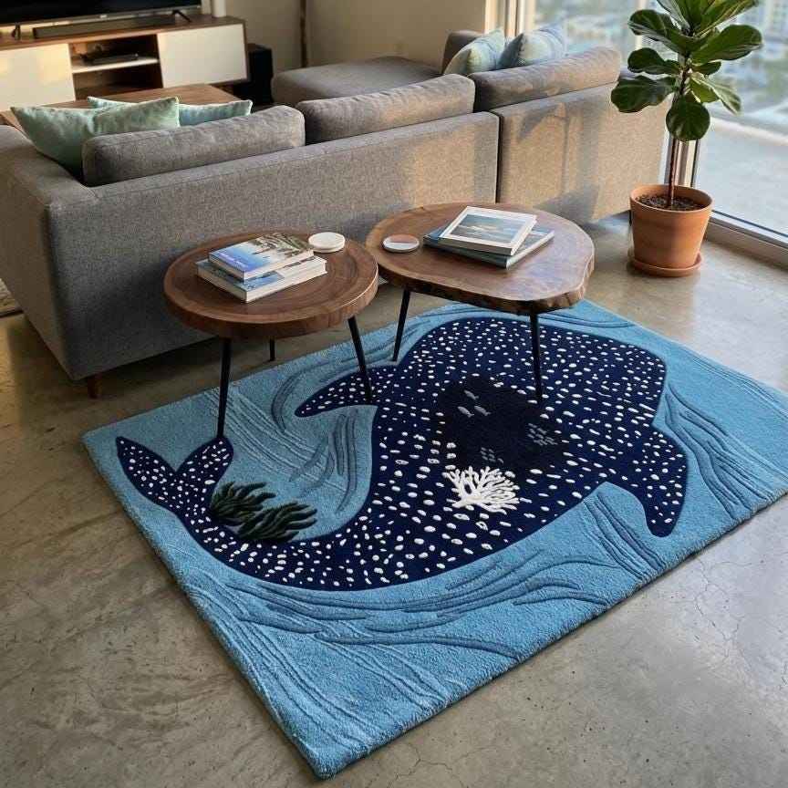 Whale Shark Ocean Rug – Hand Tufted Coastal Kids' Wool Rug