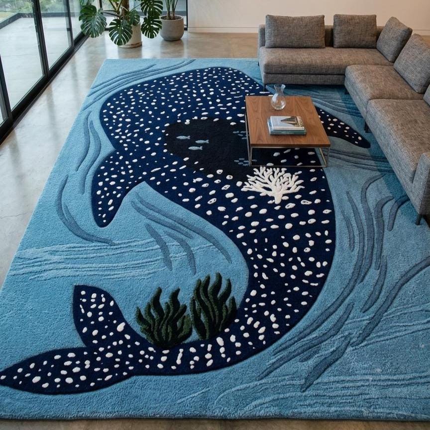Whale Shark Ocean Rug – Hand Tufted Coastal Kids' Wool Rug – image 1