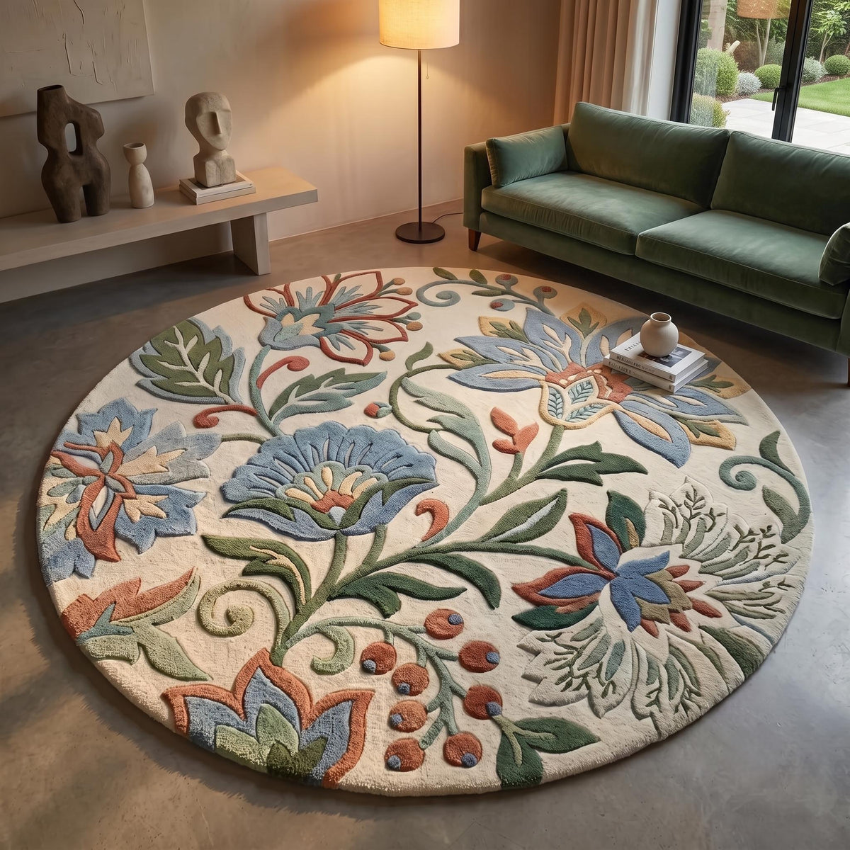 Botanical Medallion Round Rug – Hand Tufted Luxury Wool Rug – image 1