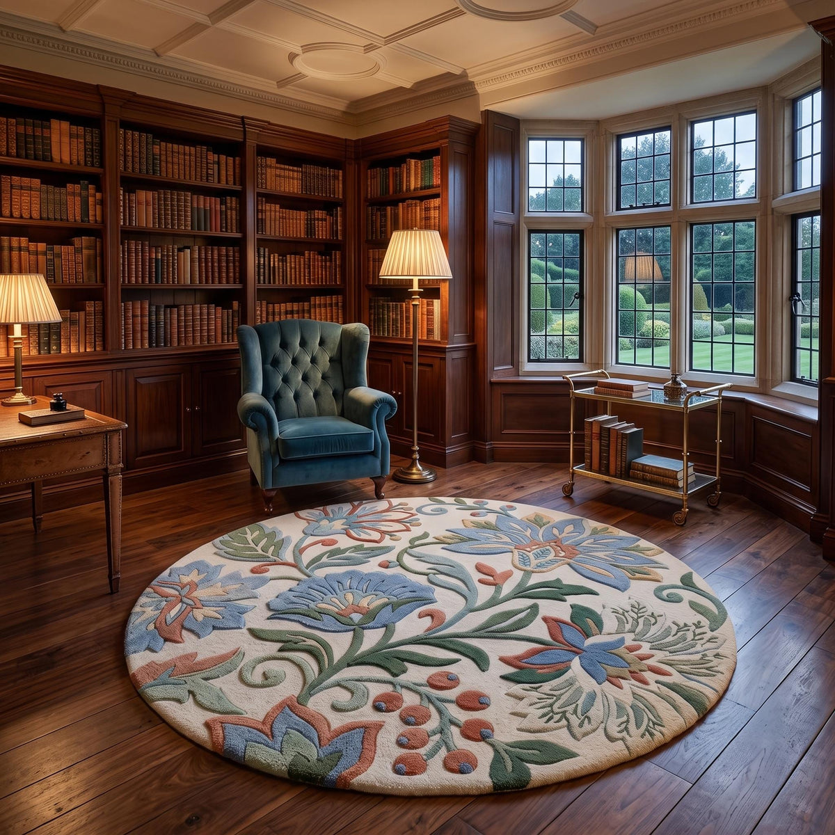 Botanical Medallion Round Rug – Hand Tufted Luxury Wool Rug – image 3