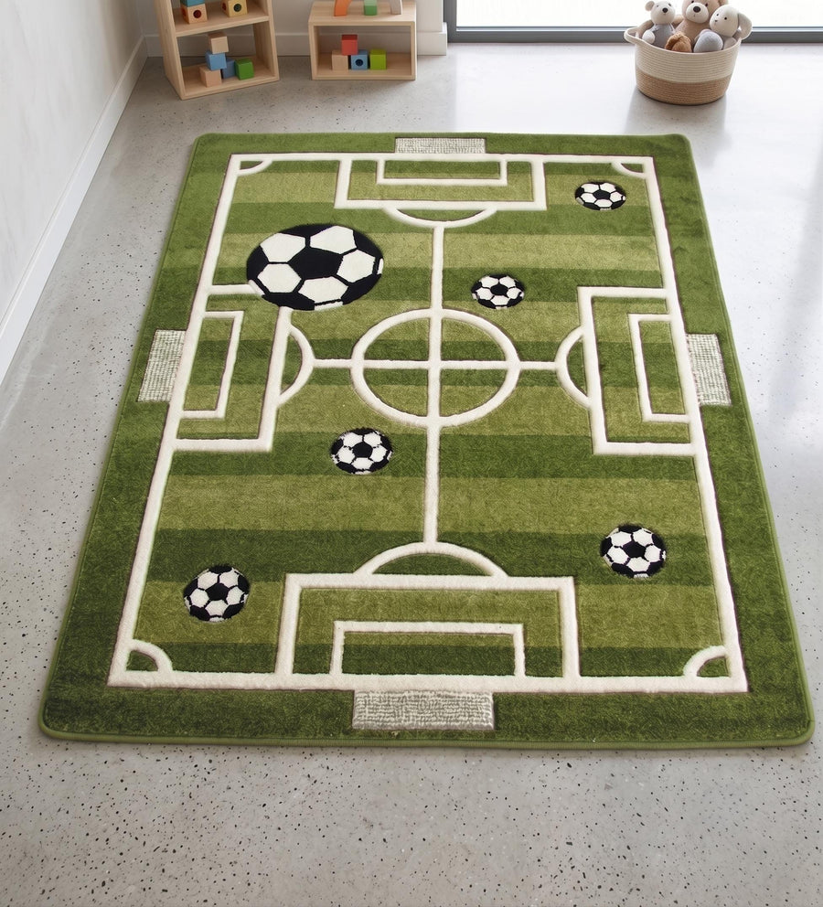 Football Pitch Rug – Hand Tufted Wool Kids' Playroom Rug – image 1