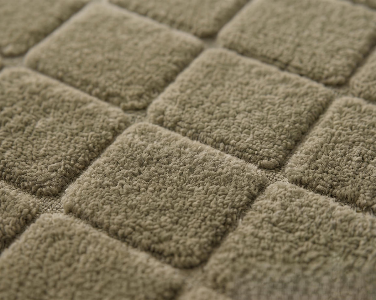 Sage Green Raised Grid Wool Rug – Hand Tufted Minimalist Rug – image 3
