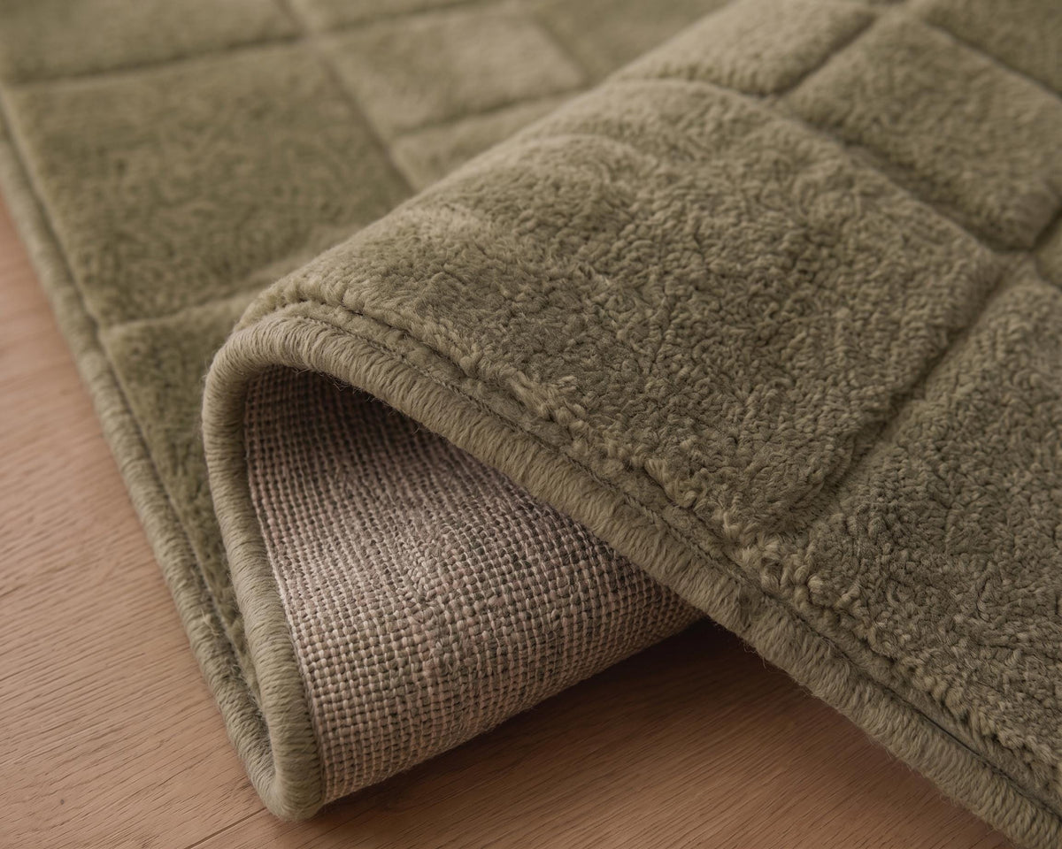 Sage Green Raised Grid Wool Rug – Hand Tufted Minimalist Rug – image 5