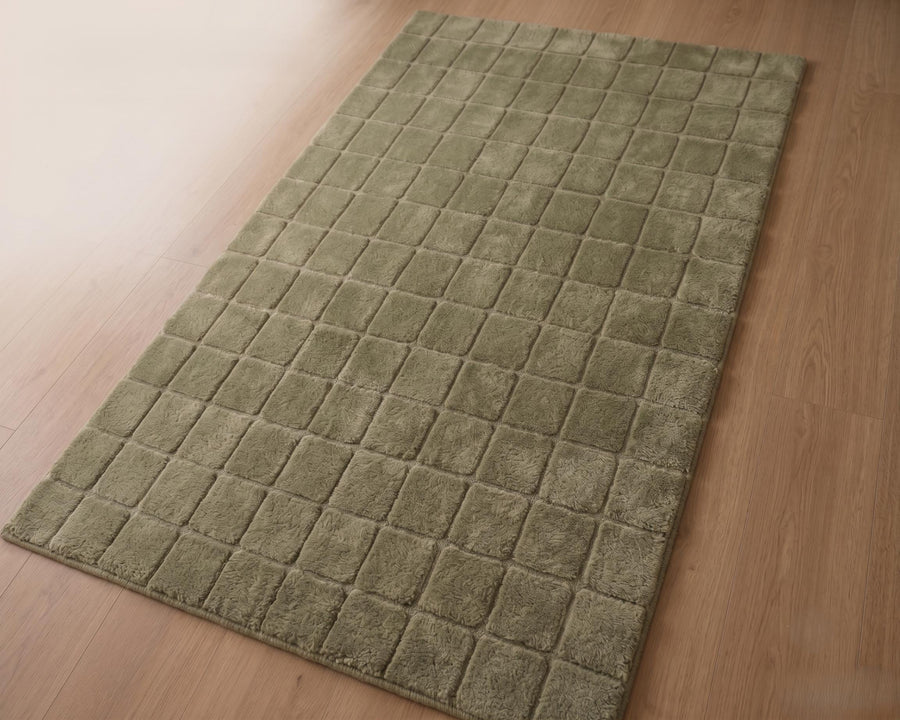 Sage Green Raised Grid Wool Rug – Hand Tufted Minimalist Rug – image 2
