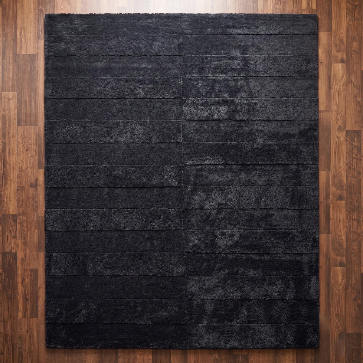 Charcoal Pinstripe Wool Rug – Hand Tufted High-Low Sculpted Rug – image 6