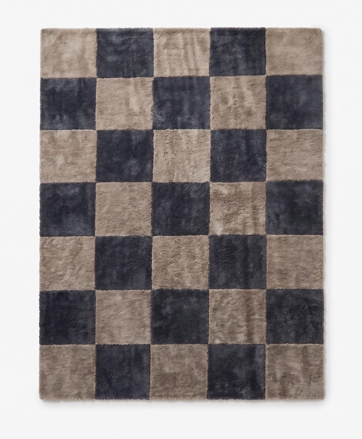 Charcoal and Taupe Checkerboard Wool Rug – Hand Tufted Modern Rug – image 5