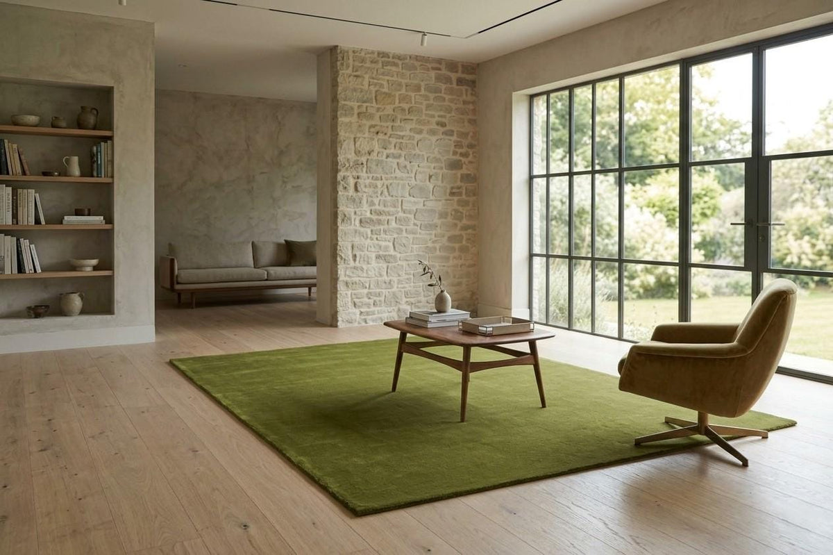 Olive Green Wool Rug – Hand Tufted Modern Minimalist Rug – image 8