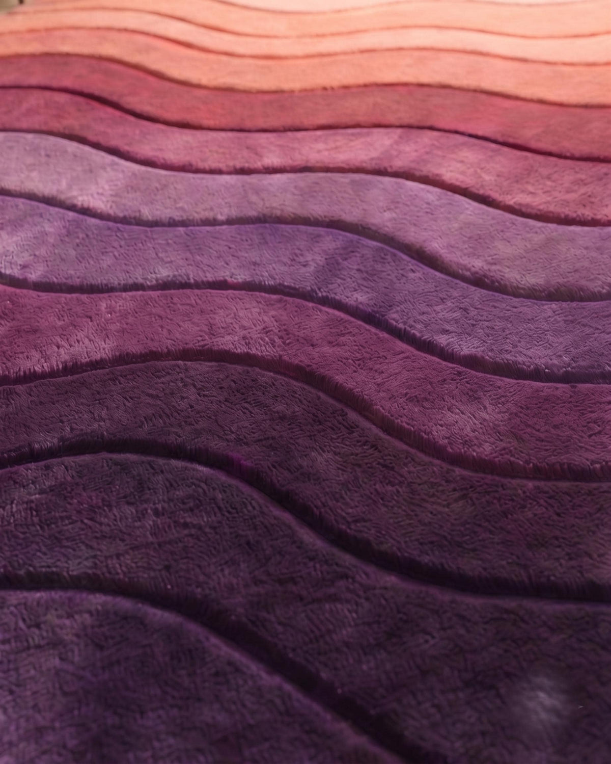 Burgundy and Plum Ombre Wave Rug – Hand Tufted Abstract Wool Rug – image 5