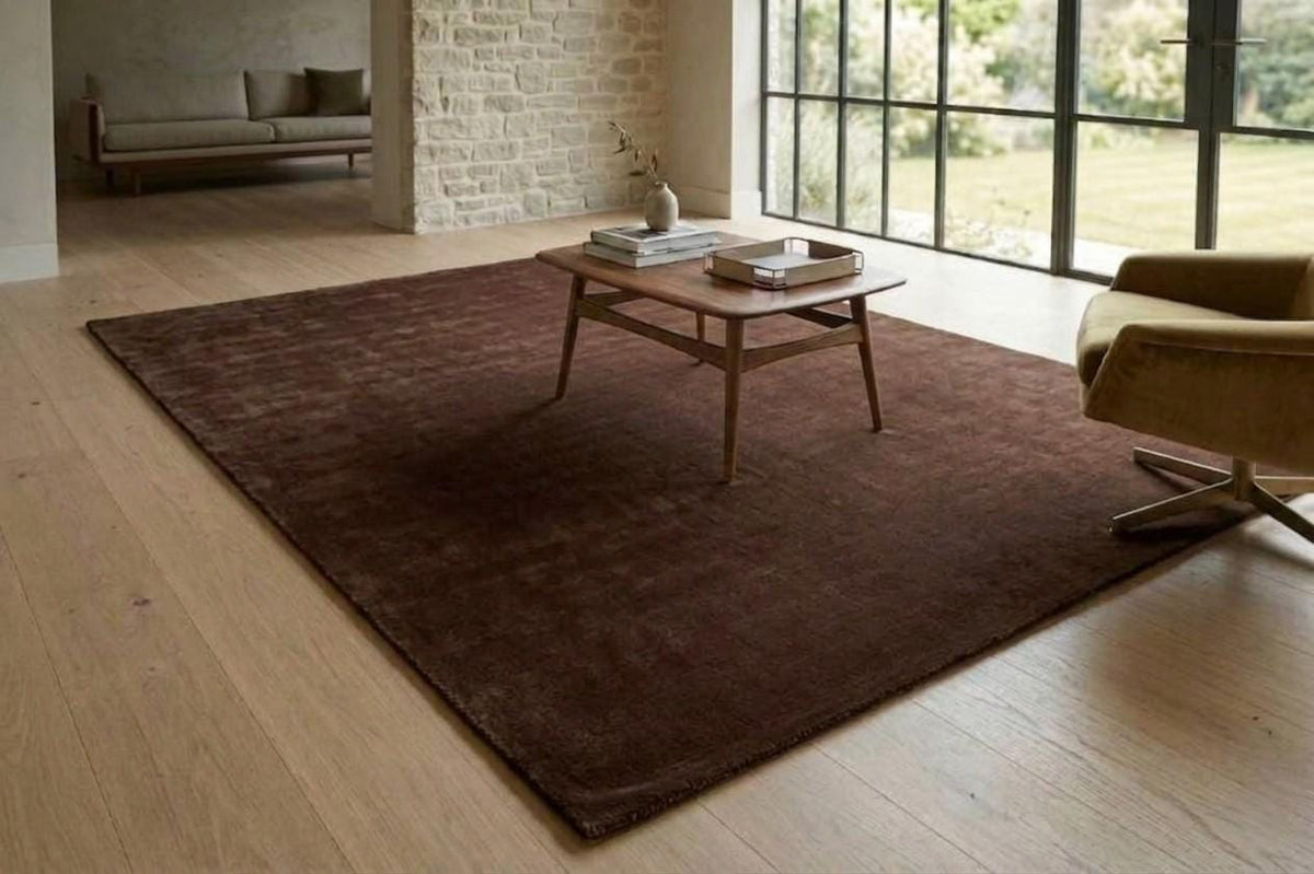 Chocolate Brown Wool Rug – Hand Tufted Modern Neutral Rug – image 1
