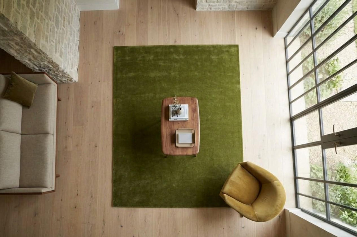 Olive Green Wool Rug – Hand Tufted Modern Minimalist Rug – image 4