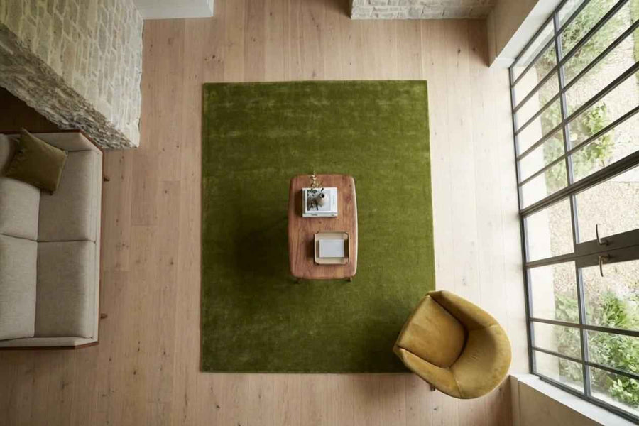 Olive Green Wool Rug – Hand Tufted Modern Minimalist Rug