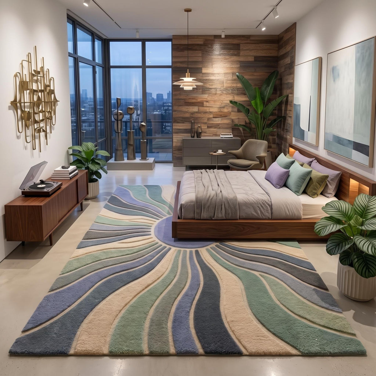 Sage and Dusty Blue Wavy Wool Rug – Hand Tufted Organic Modern Rug – image 6
