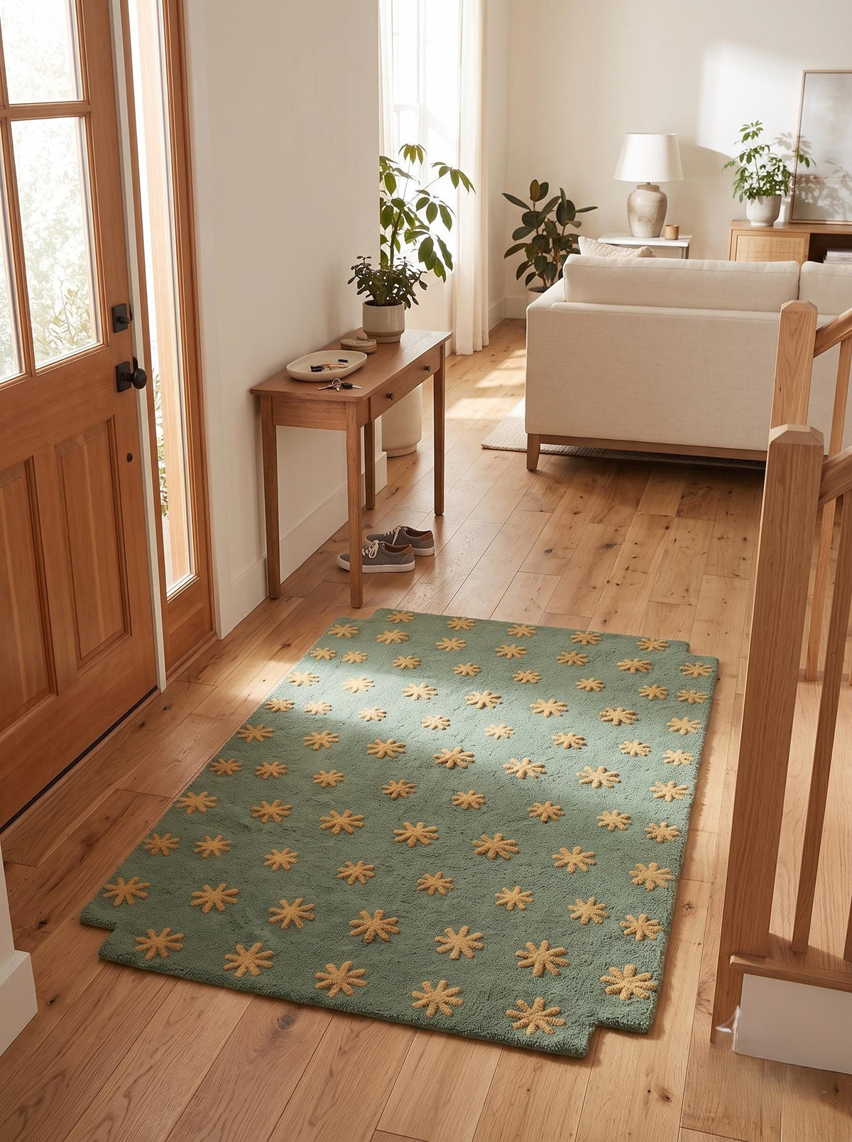 Olive Green Starburst Rug – Hand Tufted Mid Century Modern Wool Rug – image 8