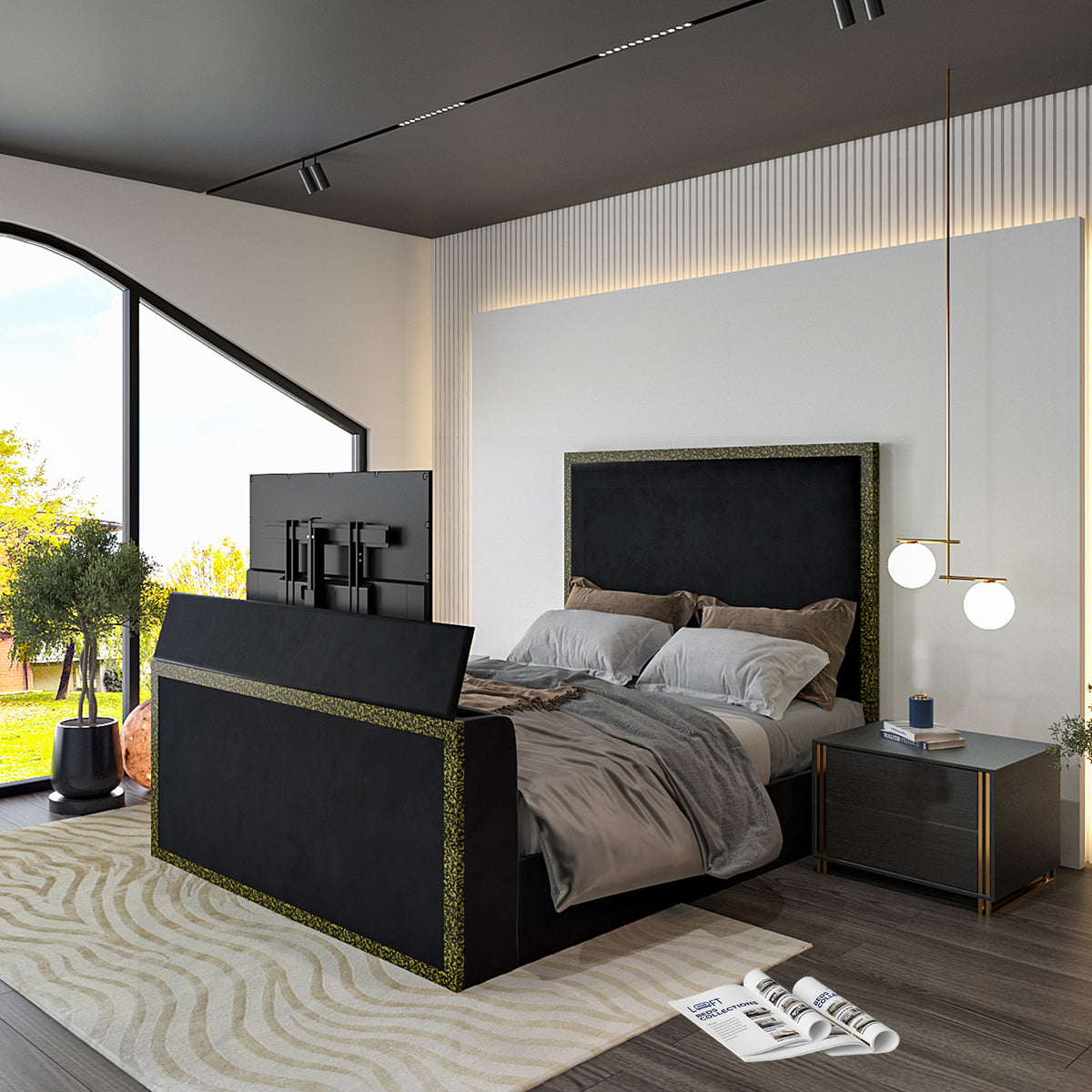 Madrid Upholstered Electric Media  TV Bed Frame
