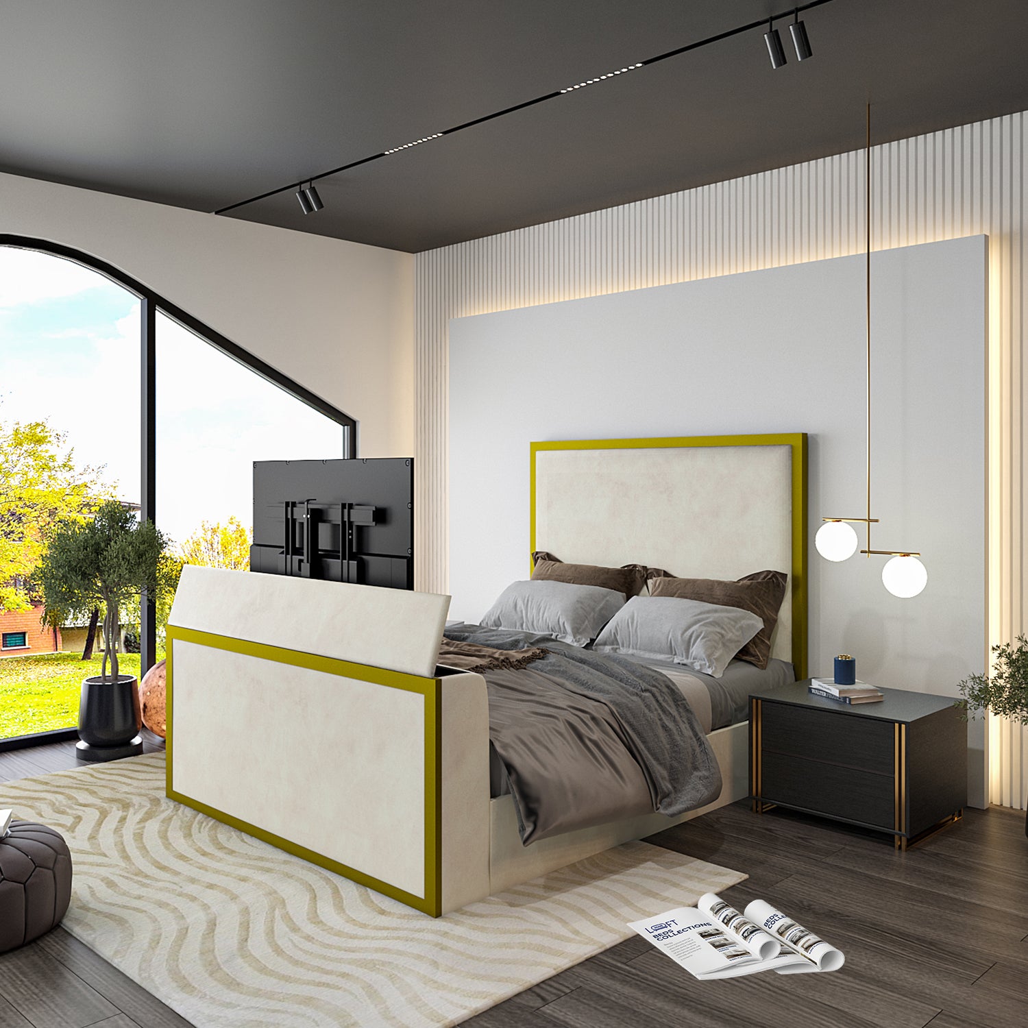 Madrid Upholstered Electric Media  TV Bed Frame