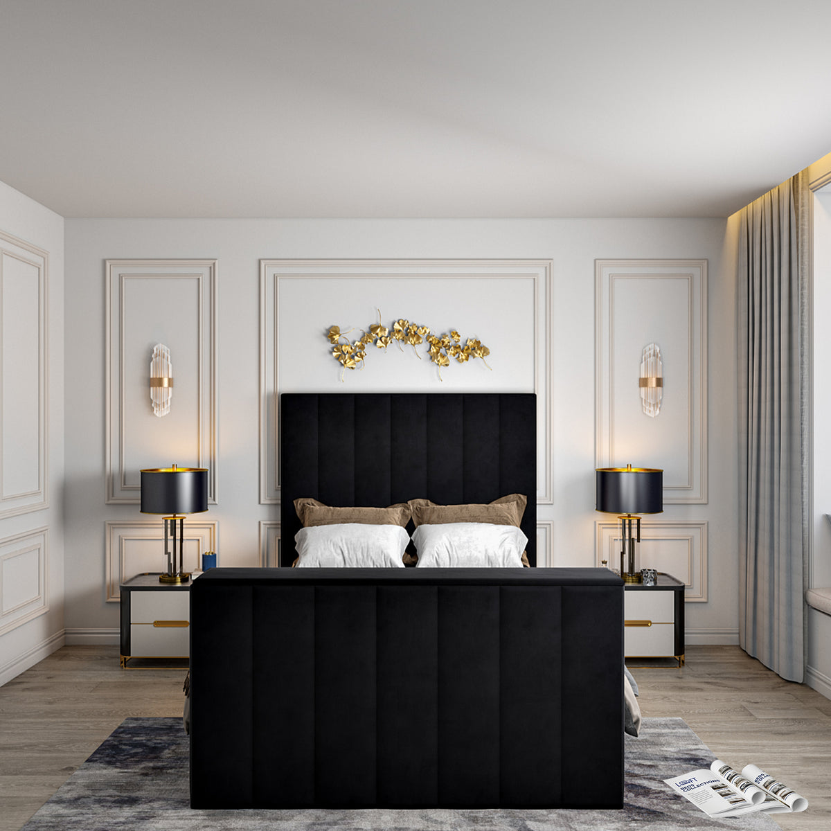 Vogue Upholstered Soft Velvet Line TV Bespoke Bed Frame