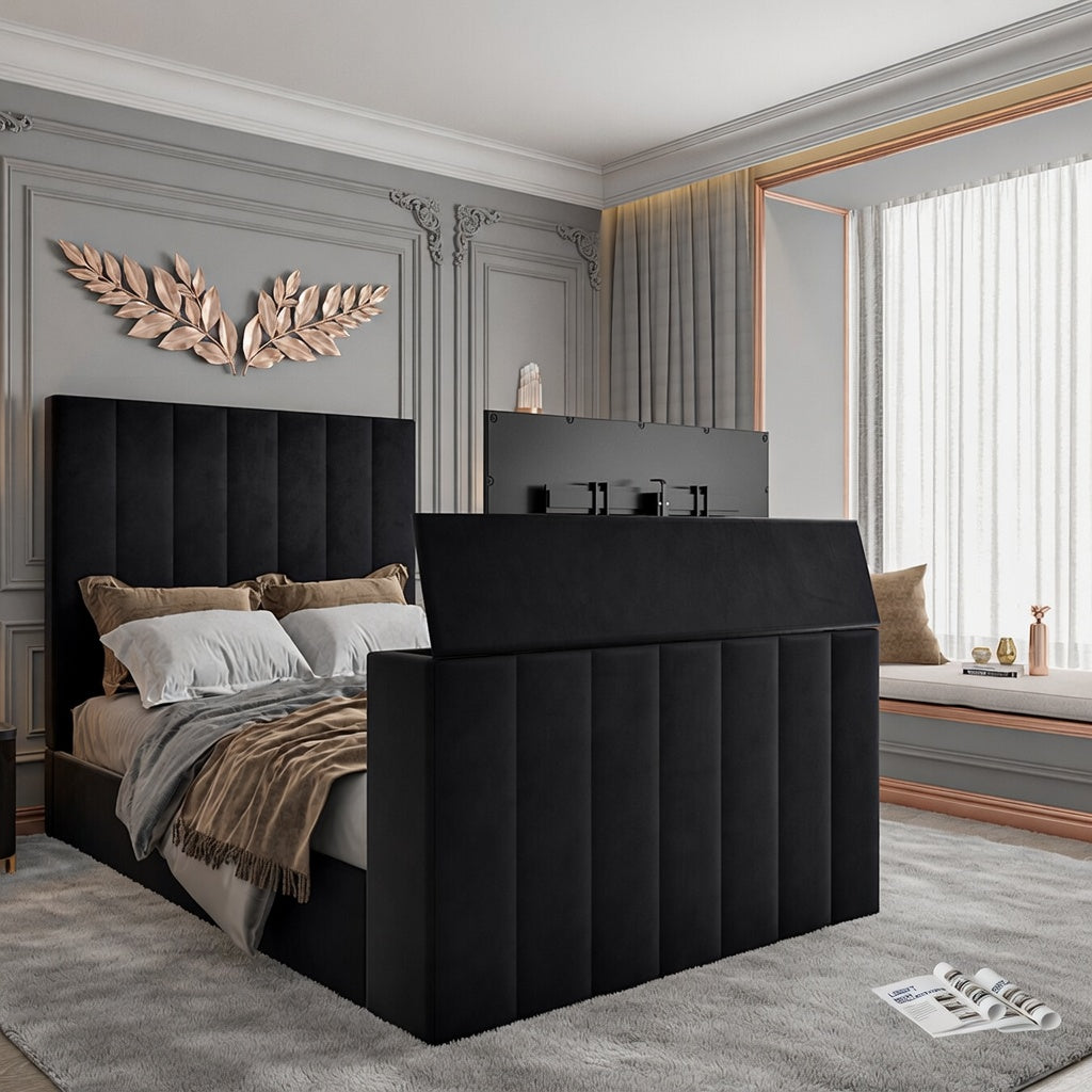 Vogue Upholstered Soft Velvet Line TV Bespoke Bed Frame