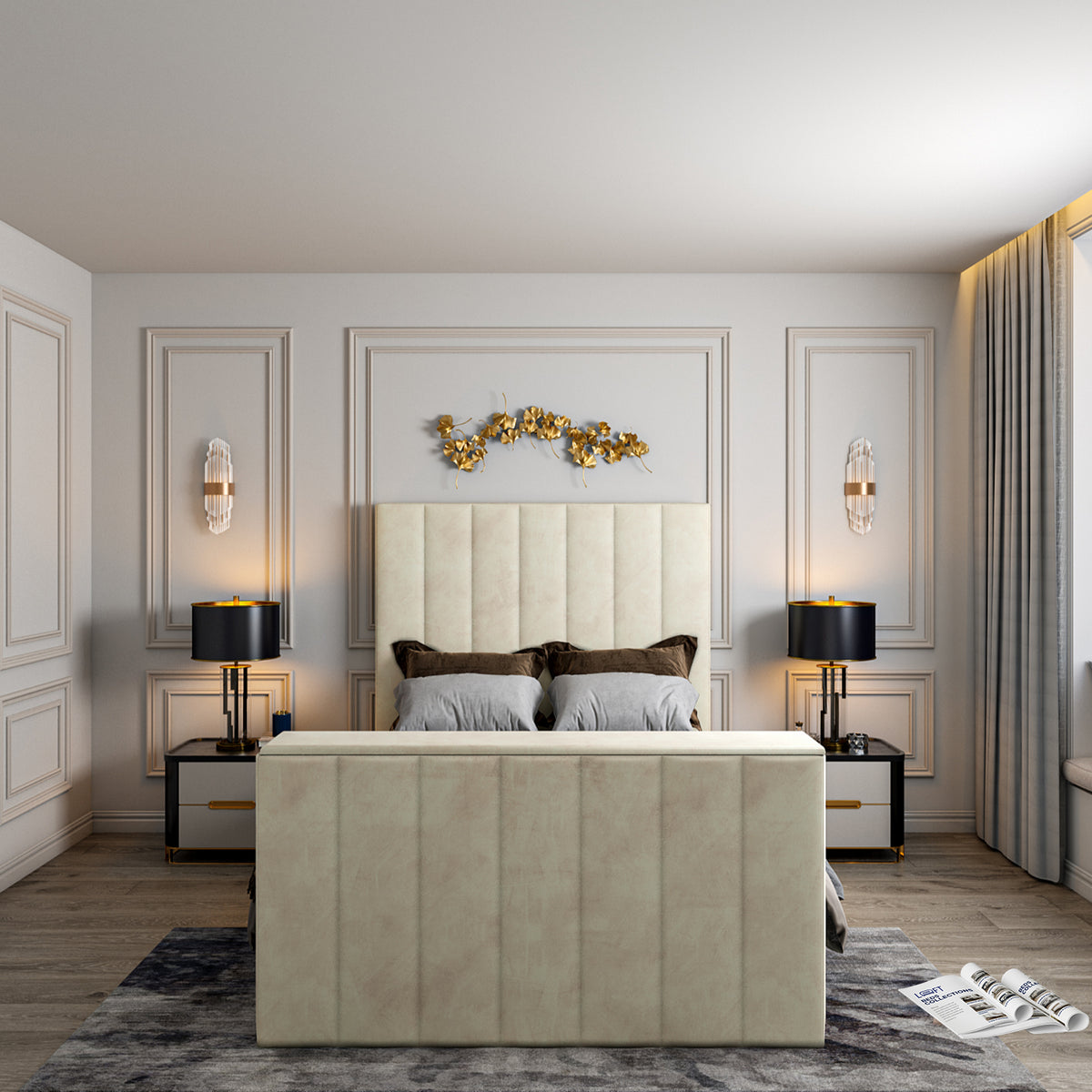 Vogue Upholstered Soft Velvet Line TV Bespoke Bed Frame