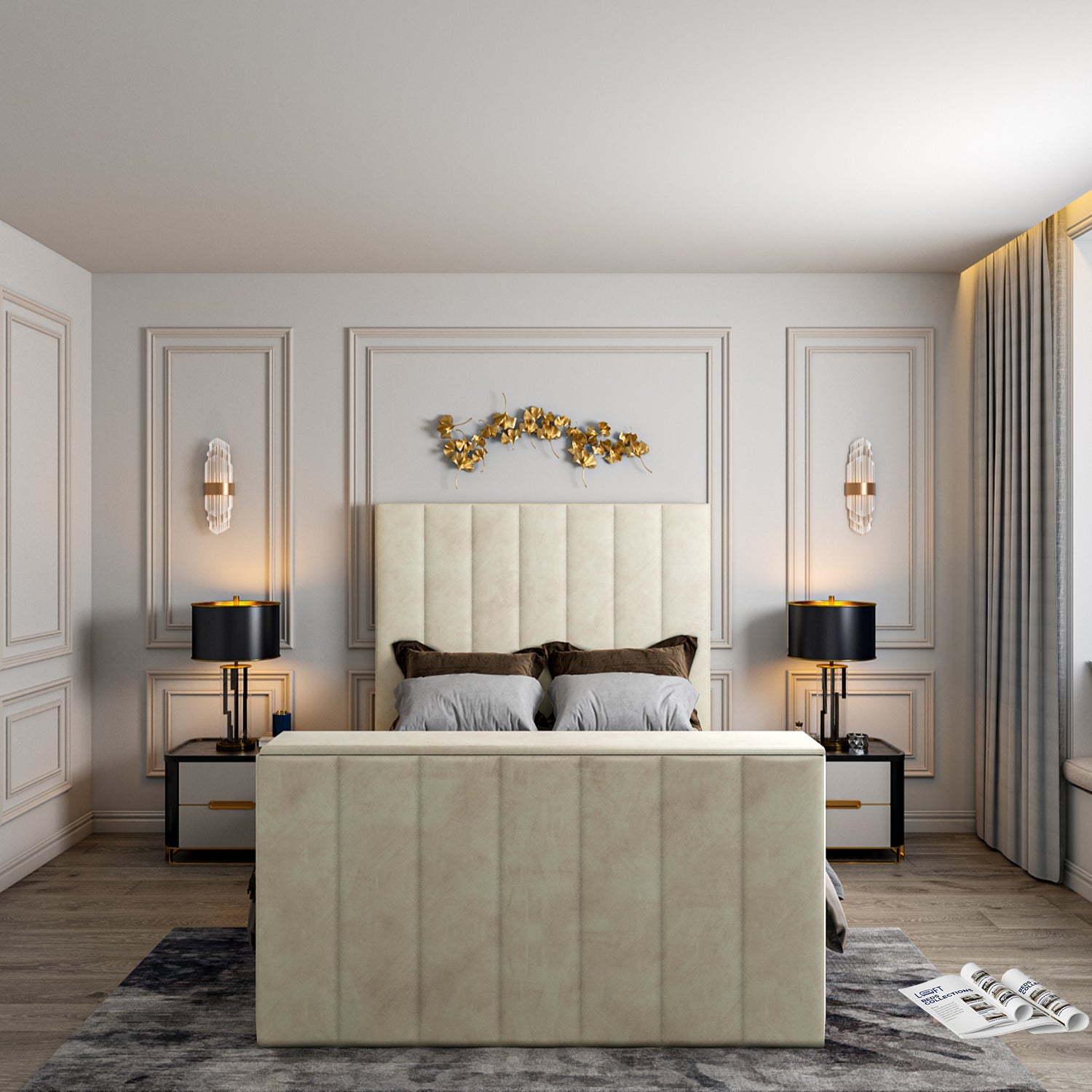 Vogue Upholstered Soft Velvet Line TV Bespoke Bed Frame
