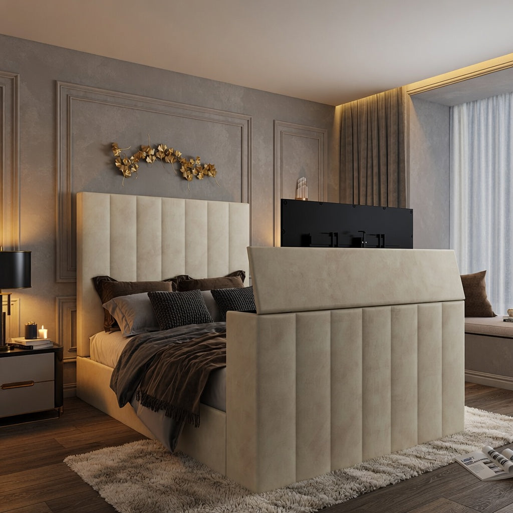 Vogue Upholstered Soft Velvet Line TV Bespoke Bed Frame