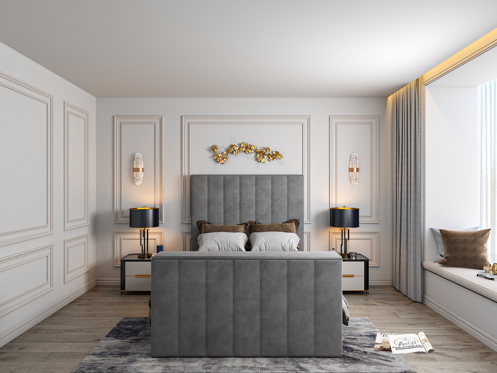 Jameson Upholstered Soft Velvet Line Tv Bespoke Bed Frame