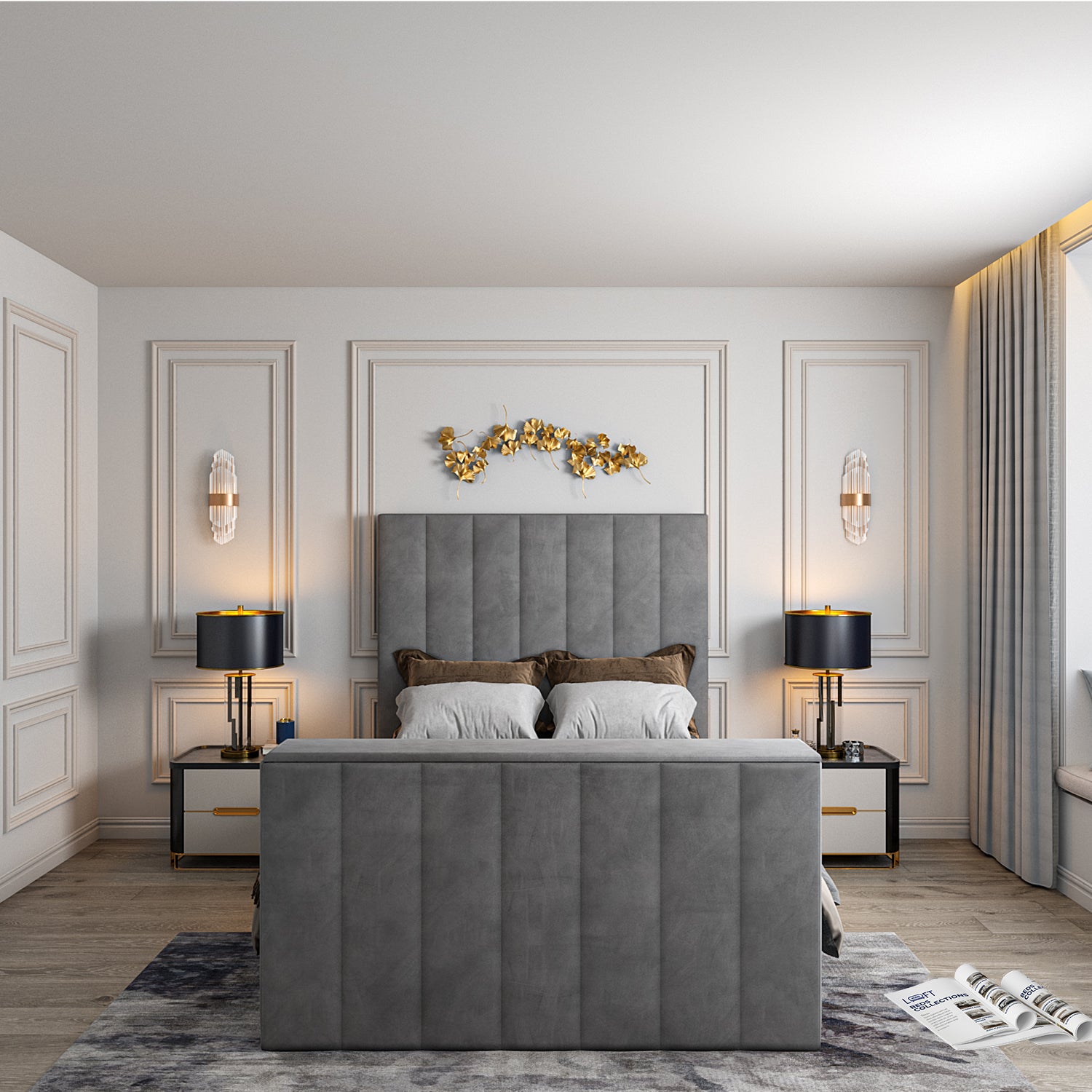 Vogue Upholstered Soft Velvet Line TV Bespoke Bed Frame