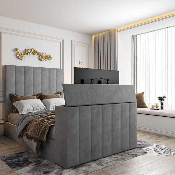 Vogue Upholstered Soft Velvet Line TV Bespoke Bed Frame