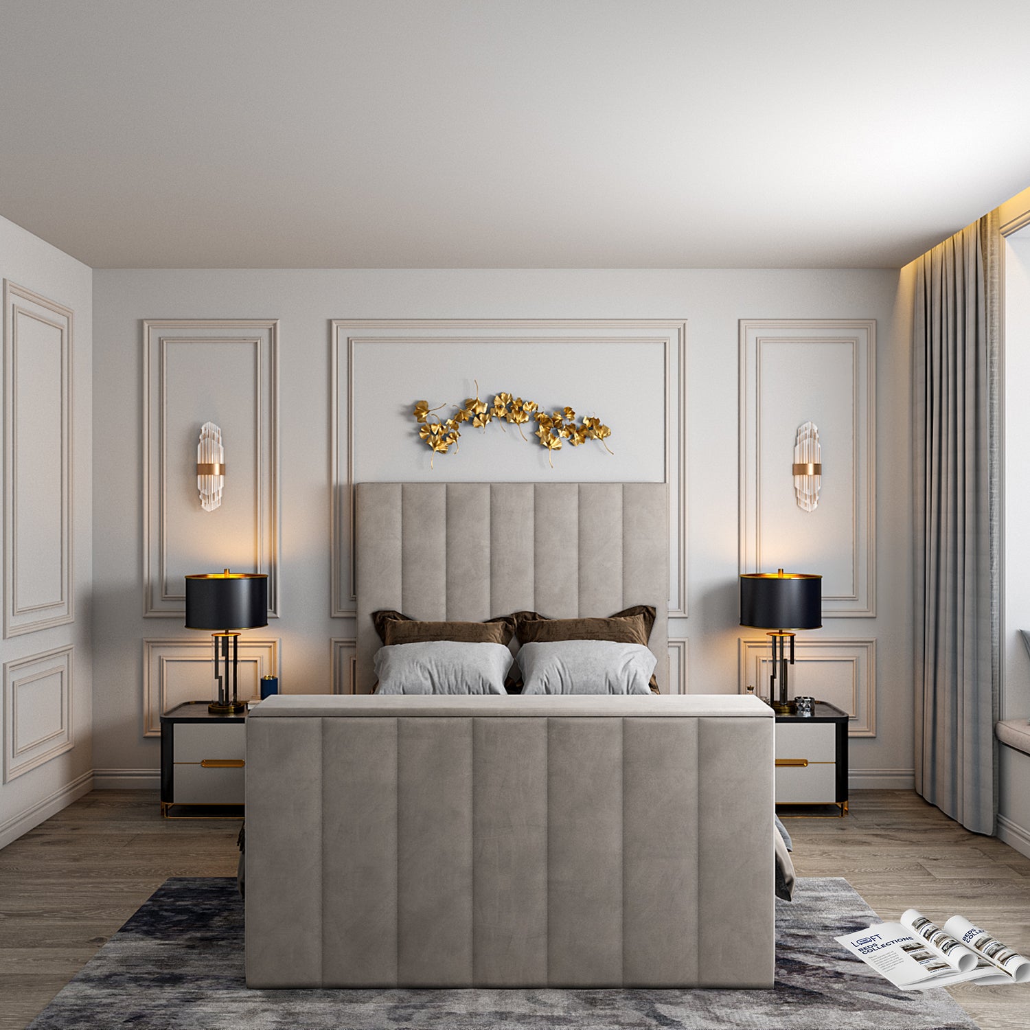 Vogue Upholstered Soft Velvet Line TV Bespoke Bed Frame