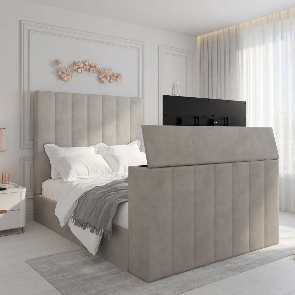 Vogue Upholstered Soft Velvet Line TV Bespoke Bed Frame