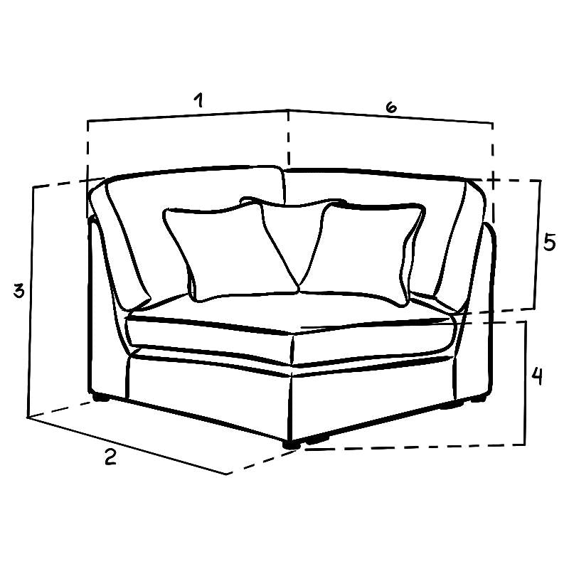 Kiana Modular Sofa Grey Corner Piece