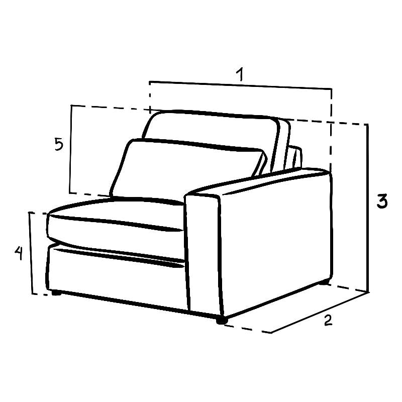 Kiana Modular Sofa Ivory Right Hand Arm Piece