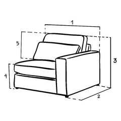 Kiana Modular Sofa Mocha Right Hand Arm Piece