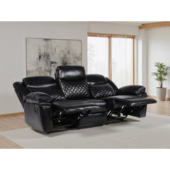 Myra Recliner Leather 3 Seater Sofa - Black