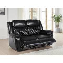 Myra Recliner Leather 2 Seater Sofa - Black