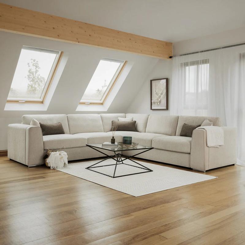 Naples   Large Corner Sofa In Beige