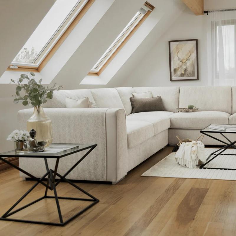 Naples   Large Corner Sofa In Beige