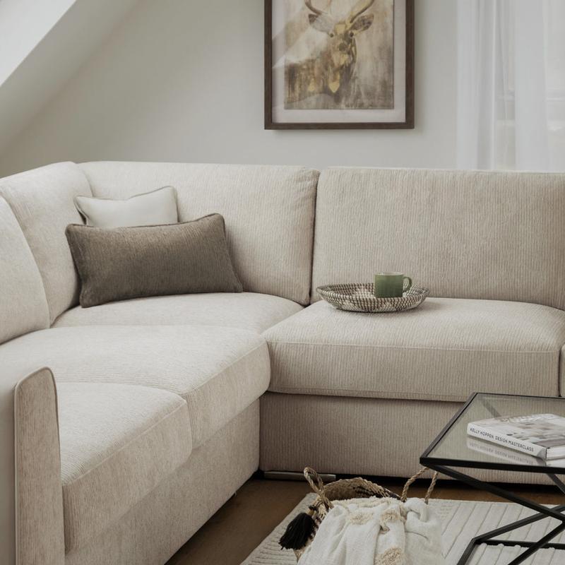 Naples   Large Corner Sofa In Beige