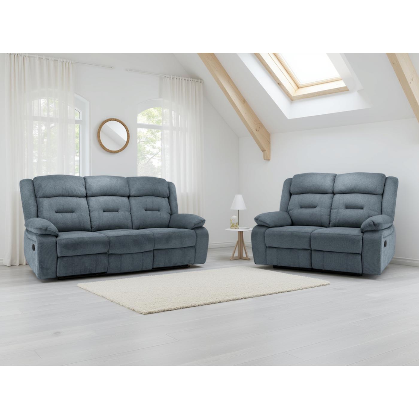 Novie Faux Fabric 3+2 Seater Sofa in Grey