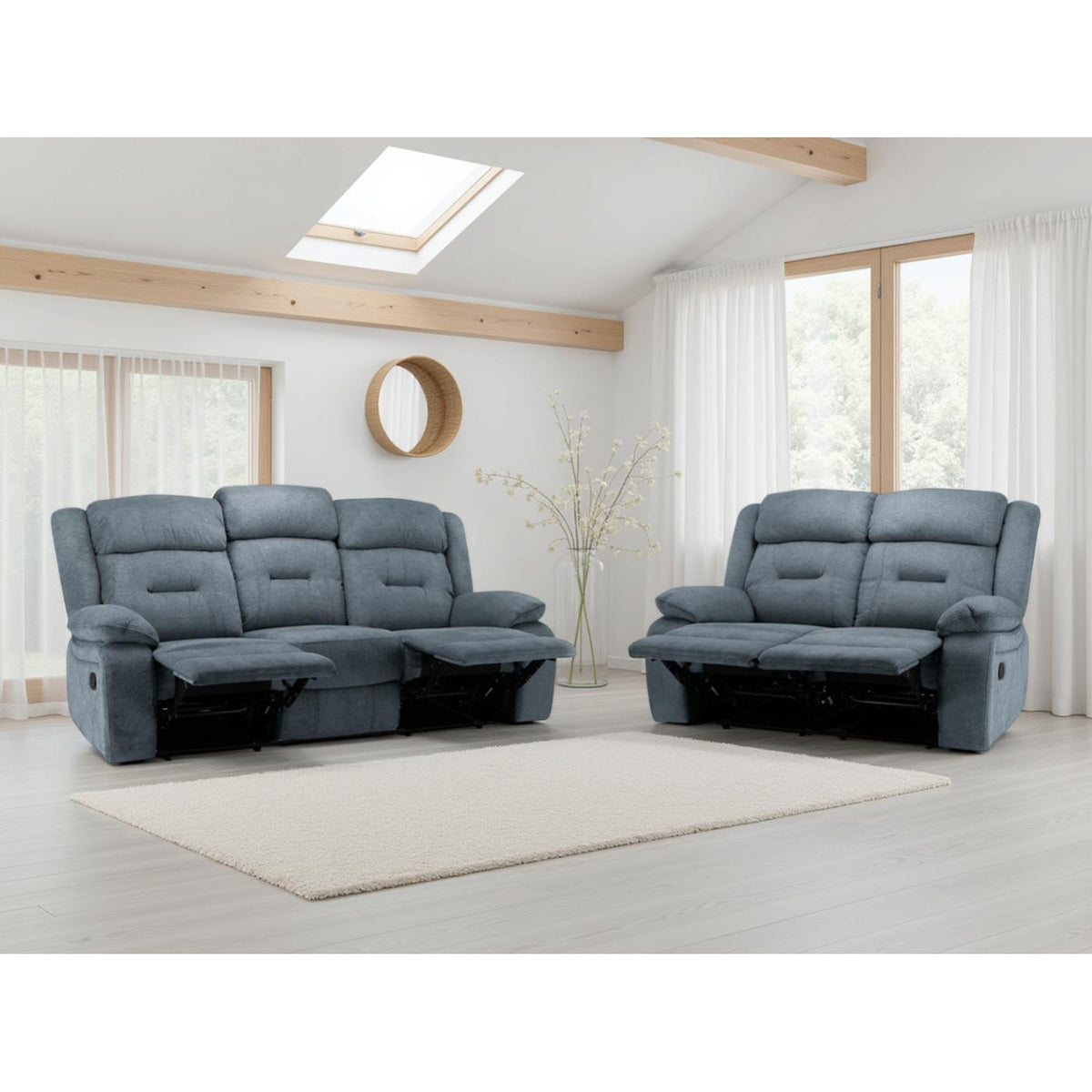 Novie Faux Fabric 3+2 Seater Sofa in Grey