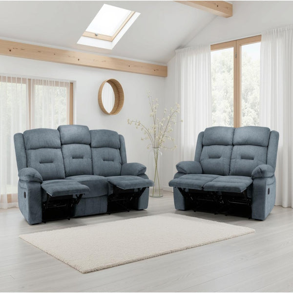 Novie Faux Fabric 3+2 Seater Sofa in Grey