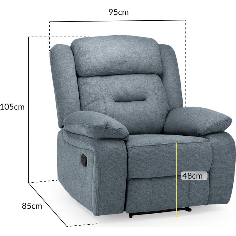 Novie Recliner Fabric Armchair in Grey