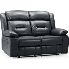 Novie Recliner Leather 2 Seater Sofa - Black