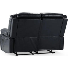 Novie Recliner Leather 2 Seater Sofa - Black