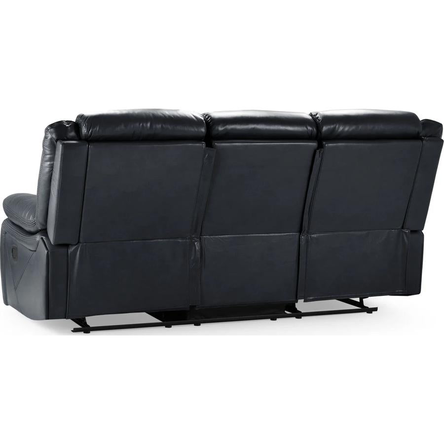 Novie Recliner Leather 3 Seater Sofa In Black