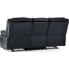 Novie Recliner Leather 3 Seater Sofa - Black