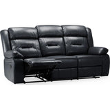 Novie Recliner Leather 3 Seater Sofa In Black