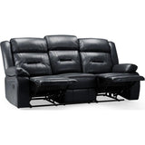 Novie Recliner Leather 3 Seater Sofa In Black